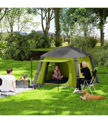Outsunny Inflatable Camping Tent, Easy Setup 2 Man Tent, Green