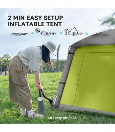 Outsunny Inflatable Camping Tent, Easy Setup 2 Man Tent, Green