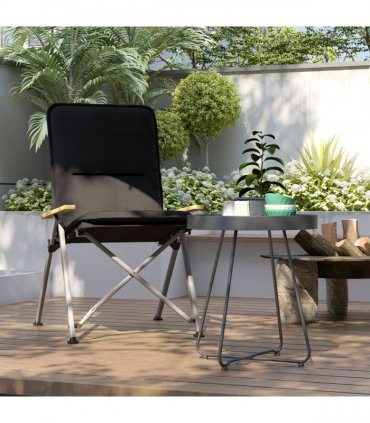 Outsunny Padded Camp Chair Outdoor High Back Folding Recliner with Bag Black