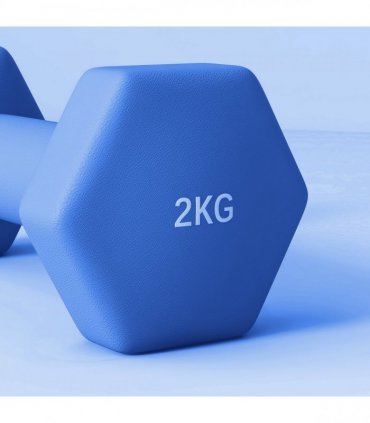 SPORTNOW Set of 2 Hexagonal Dumbbells Weights Pair, 2 x 2kg, Blue