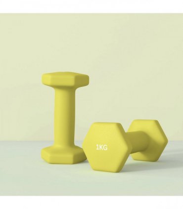 SPORTNOW Set of 2 Hexagonal Dumbbells Weights Pair, 2 x 1kg, Yellow