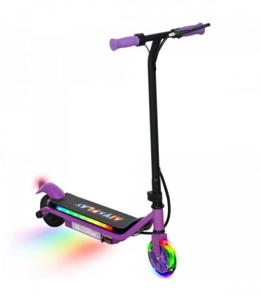 AIYAPLAY Electric Scooter for 6-14 w/Dual Brakes & Colourful Light, Purple