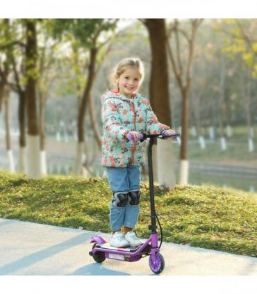 AIYAPLAY Electric Scooter for 6-14 w/Dual Brakes & Colourful Light, Purple