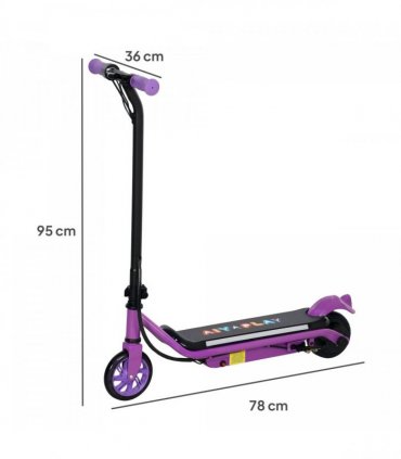 AIYAPLAY Electric Scooter for 6-14 w/Dual Brakes & Colourful Light, Purple