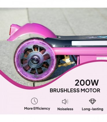 AIYAPLAY Electric Scooter for 6-14 w/Dual Brakes & Colourful Light, Purple