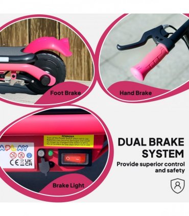 AIYAPLAY Electric Scooter for 6-14 with Dual Brakes & Colourful Light, Pink