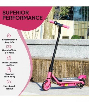 AIYAPLAY Electric Scooter for 6-14 with Dual Brakes & Colourful Light, Pink