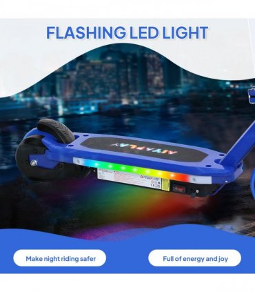 AIYAPLAY Electric Scooter for Ages 6-14, with Colourful Light, Blue