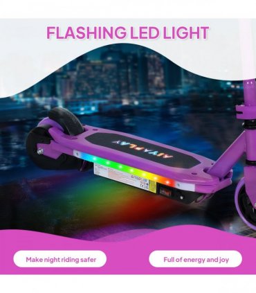 AIYAPLAY Electric Scooter for Ages 6-14, with Colourful Light, Purple