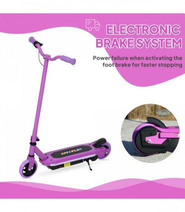 AIYAPLAY Electric Scooter for Ages 6-14, with Colourful Light, Purple