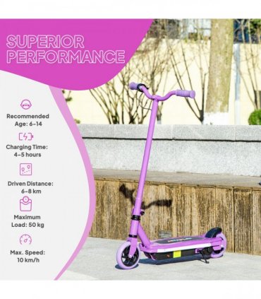 AIYAPLAY Electric Scooter for Ages 6-14, with Colourful Light, Purple