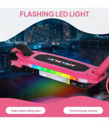 AIYAPLAY Electric Scooter for Ages 6-14, with Colourful Light, Pink