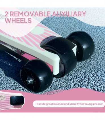 AIYAPLAY Electric Scooter for Kids 4-7, with Auxiliary Rear Wheels, Pink