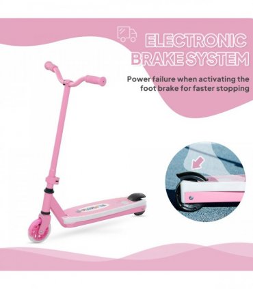 AIYAPLAY Electric Scooter for Kids 4-7, with Auxiliary Rear Wheels, Pink