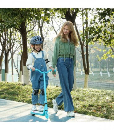 AIYAPLAY Electric Scooter for Kids 4-7, with Auxiliary Rear Wheels, Blue