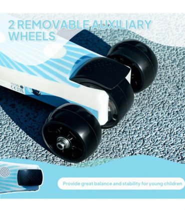 AIYAPLAY Electric Scooter for Kids 4-7, with Auxiliary Rear Wheels, Blue