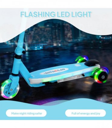 AIYAPLAY Electric Scooter for Kids 4-7, with Auxiliary Rear Wheels, Blue