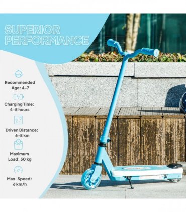 AIYAPLAY Electric Scooter for Kids 4-7, with Auxiliary Rear Wheels, Blue