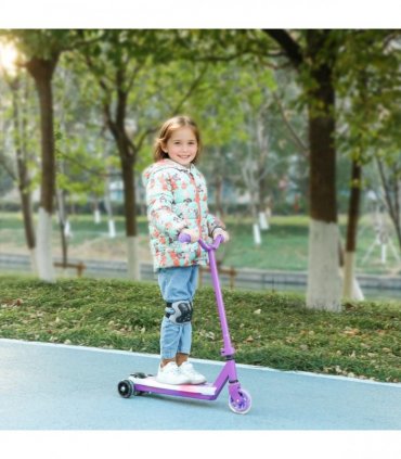 AIYAPLAY Electric Scooter for Kids 4-7, with Auxiliary Rear Wheels, Purple