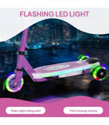AIYAPLAY Electric Scooter for Kids 4-7, with Auxiliary Rear Wheels, Purple