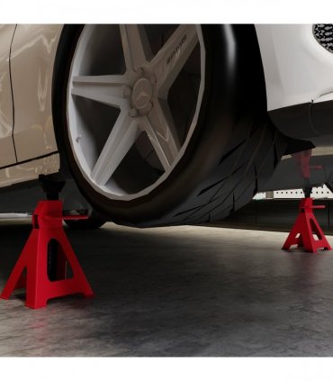 HOMCOM 2 Ton Axle Stands, Adjustable Car Jack Stands, Pack of 2, Red