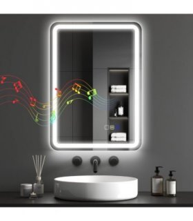 HOMCOM 500 x 700 mm Illuminated Bathroom Mirror with Bluetooth Silver