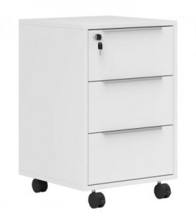 HOMCOM Modern 3-Drawer Locking File Cabinet Mobile Filing Cabinet White