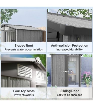 Outsunny 5ft x 4.3ft Outdoor Metal Storage Shed with Sliding Door Sloped Roof