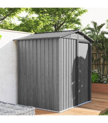 Outsunny 5ft x 4.3ft Outdoor Metal Storage Shed with Sliding Door Sloped Roof