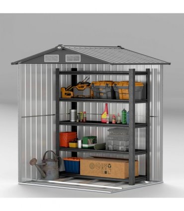 Outsunny 5ft x 4.3ft Outdoor Metal Storage Shed with Sliding Door Sloped Roof