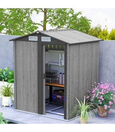 Outsunny 5ft x 4.3ft Outdoor Metal Storage Shed with Sliding Door Sloped Roof