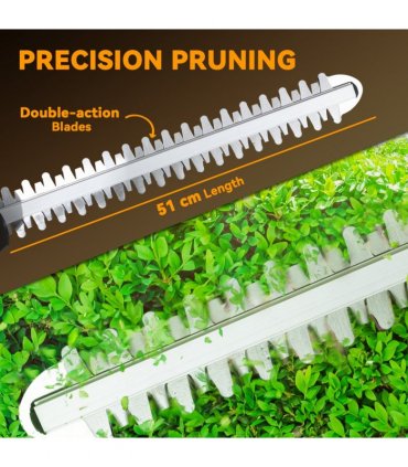 Outsunny Cordless Hedge Trimmer with 51cm Blade, Brushless Motor, Orange