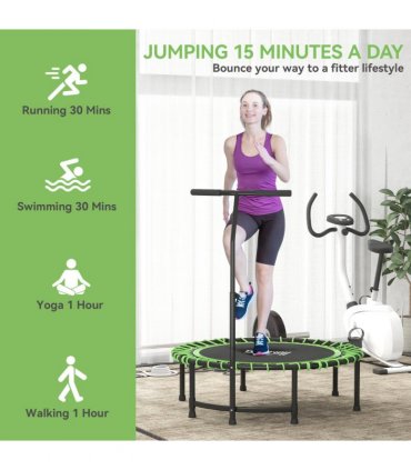 HOMCOM Trampoline Outdoor Bouncer Jumper Adjustable Handle, Green