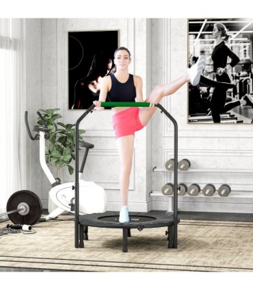 HOMCOM 40" Foldable Mini Fitness Trampoline w/ Foam Handle, Green