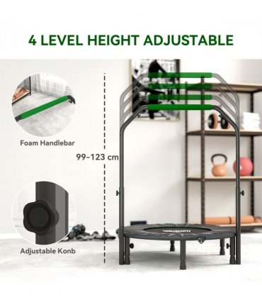 HOMCOM 40" Foldable Mini Fitness Trampoline w/ Foam Handle, Green