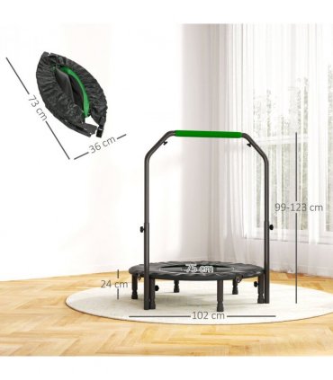 HOMCOM 40" Foldable Mini Fitness Trampoline w/ Foam Handle, Green