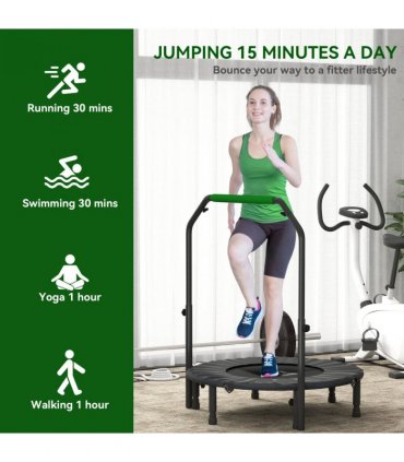 HOMCOM 40" Foldable Mini Fitness Trampoline w/ Foam Handle, Green