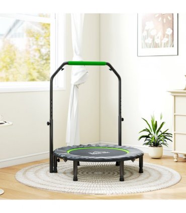 HOMCOM 40" Foldable Mini Fitness Trampoline w/ Foam Handle, Green