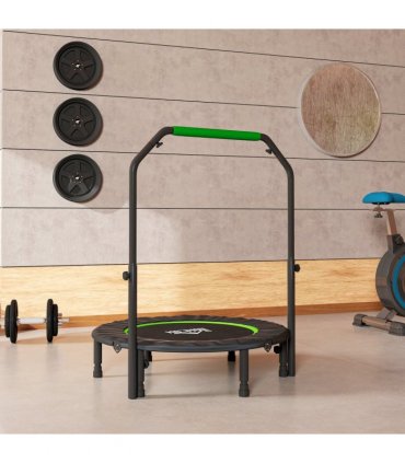 HOMCOM 40" Foldable Mini Fitness Trampoline w/ Foam Handle, Green