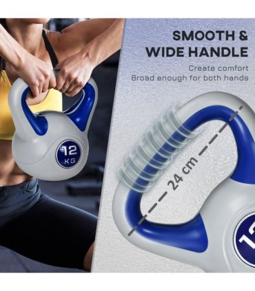 SPORTNOW 12kg Kettle Bell with Handle for Home Gym, Dark Blue and Grey