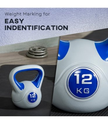 SPORTNOW 12kg Kettle Bell with Handle for Home Gym, Dark Blue and Grey