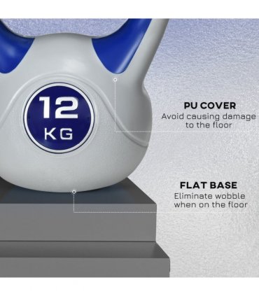 SPORTNOW 12kg Kettle Bell with Handle for Home Gym, Dark Blue and Grey