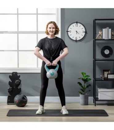 SPORTNOW 10kg Kettle Bell with Handle for Home Gym, Light Blue and Grey