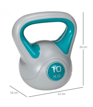 SPORTNOW 10kg Kettle Bell with Handle for Home Gym, Light Blue and Grey