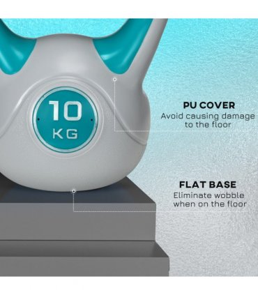 SPORTNOW 10kg Kettle Bell with Handle for Home Gym, Light Blue and Grey