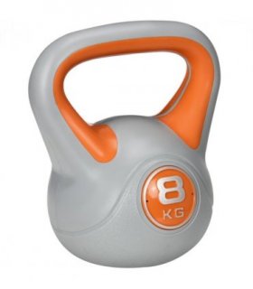SPORTNOW 8kg Kettle Bell with Handle for Home Gym, Orange and Grey