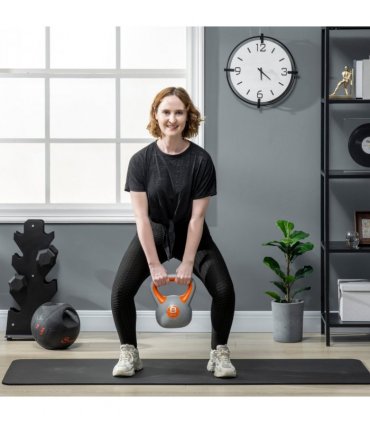 SPORTNOW 8kg Kettle Bell with Handle for Home Gym, Orange and Grey