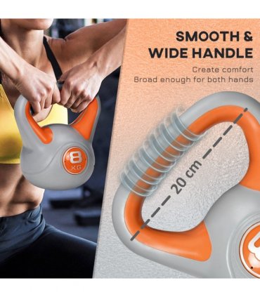 SPORTNOW 8kg Kettle Bell with Handle for Home Gym, Orange and Grey