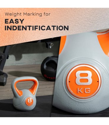 SPORTNOW 8kg Kettle Bell with Handle for Home Gym, Orange and Grey