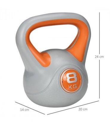 SPORTNOW 8kg Kettle Bell with Handle for Home Gym, Orange and Grey